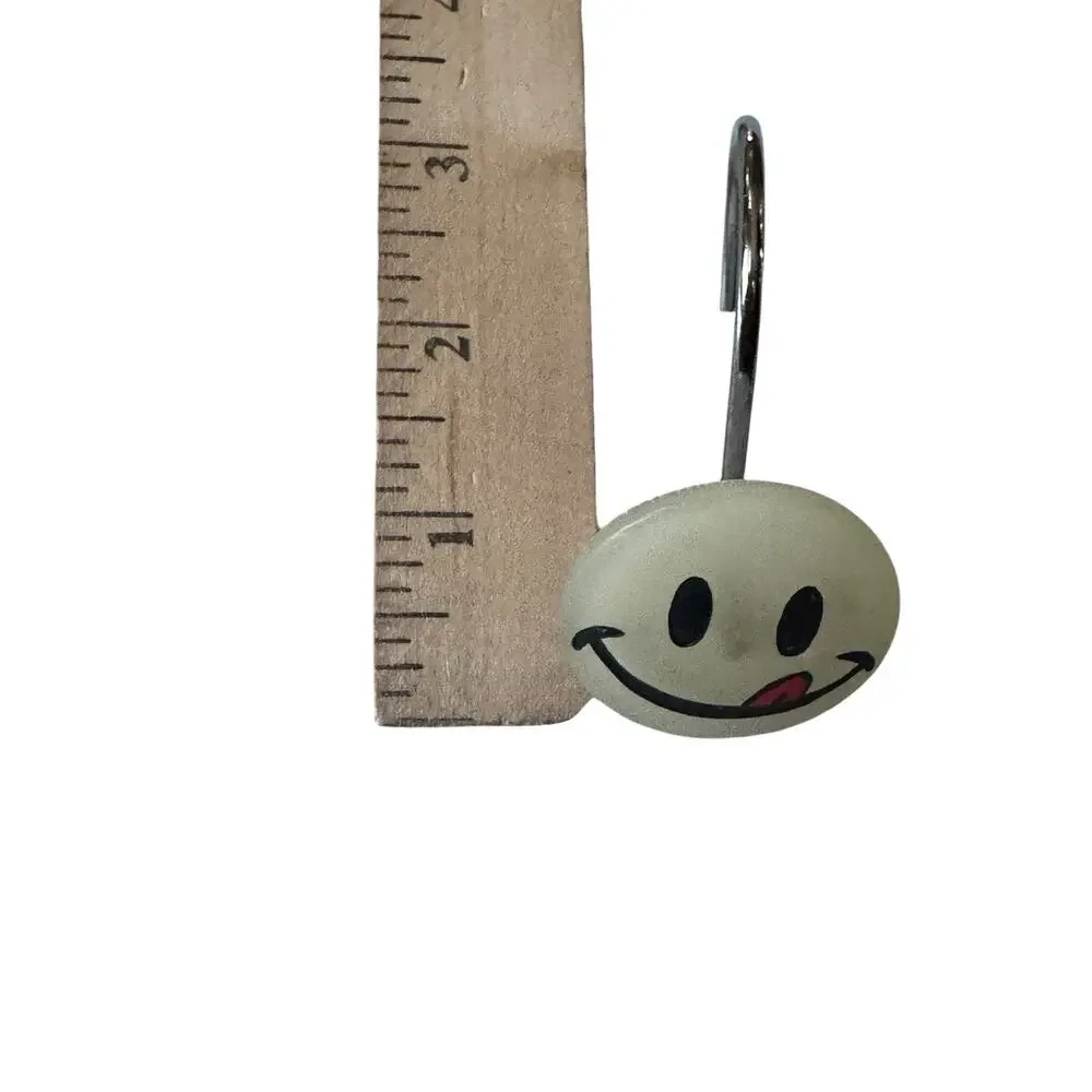 Vintage Joe Boxer Smiley Face Shower Curtain Hooks Set of 12 Bathroom‎ Retro